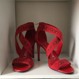 Calvin Klein Red & Black Strappy Heels